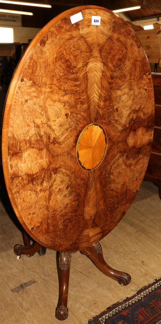 Victorian inlaid walnut loo table(-)